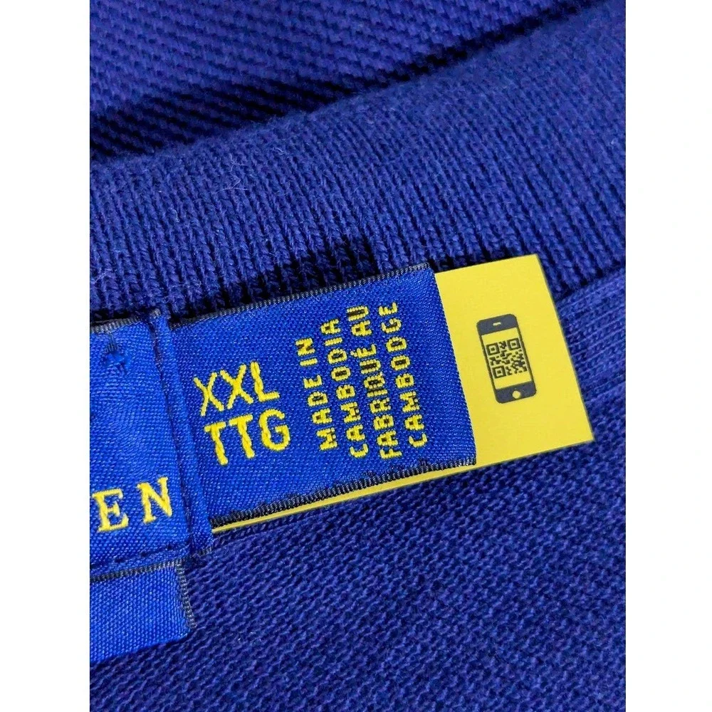 Polo Ralph Lauren Men Polo Shirt XXL Blue Classic Fit Short Sleeve‎ Cotton